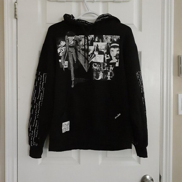 Atsuko Unisex Women's Size XS Cowboy Bebop 90's Anime Black White Hooded Sweater - Picture 4 of 13